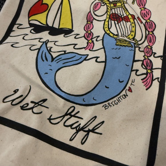 Brighton Canvas Drawstring Wet Stuff Mermaid Bag Beach Travel Pouch - Picture 2 of 3